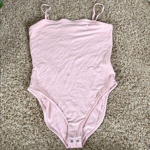 Old Navy size M tall ribbed light pink body suit with adjustable straps VGUC